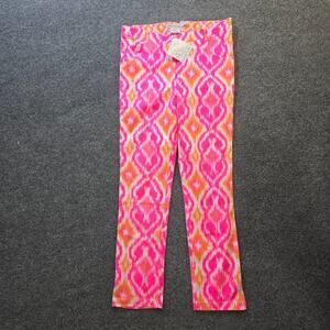 Gretchen Scott Pants Womens Size XL Pink Orange Straight Leg Colorful Casual
